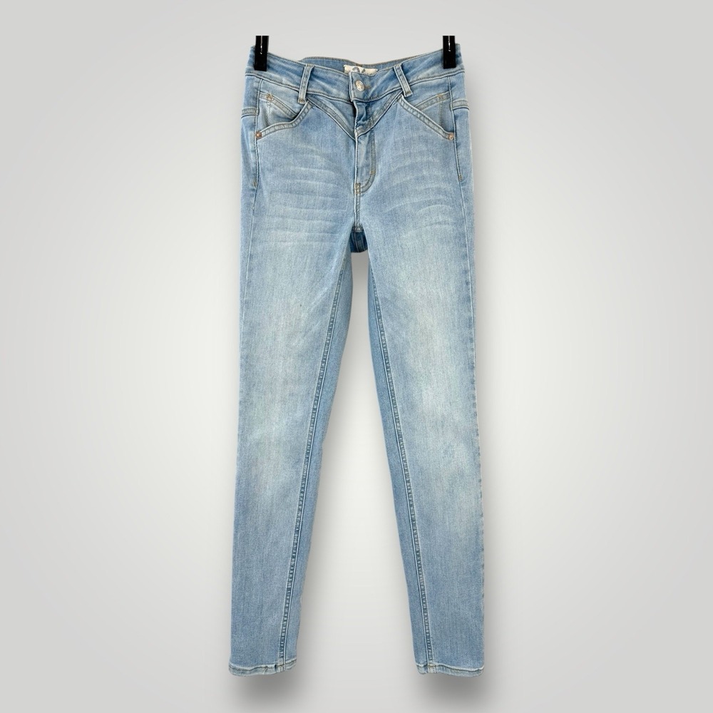 We The Free High Rise Jeans Womens 26 Pale Blue Stretch Denim Straight Leg